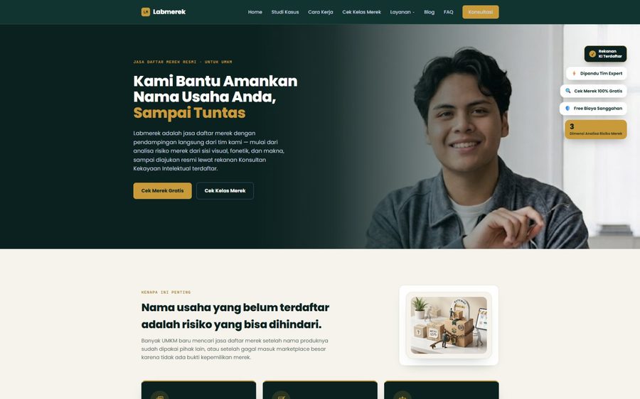 Portofolio website Labmerek oleh Studio Rumah